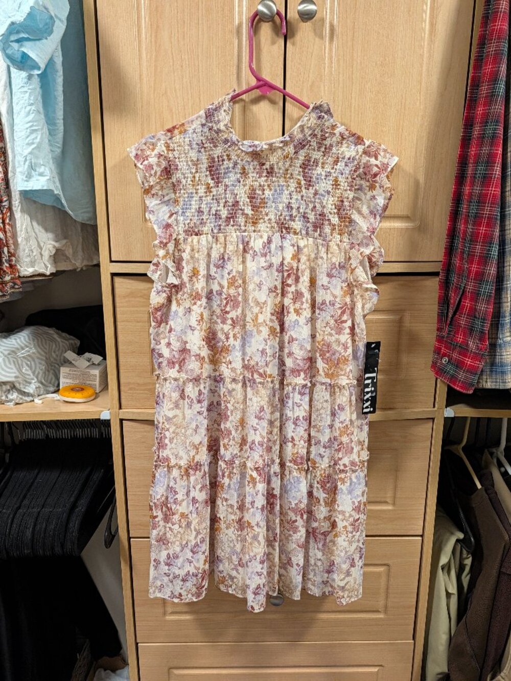 NWT Trixxi floral tiered mini dress-size large